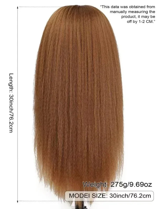 Lace Female Non-toxic Wig, Soft Natural Brown Blonde Hair, High-temperature Fiber, , Non-adhesive 13X2.5 Lace Area, Versatile Wig