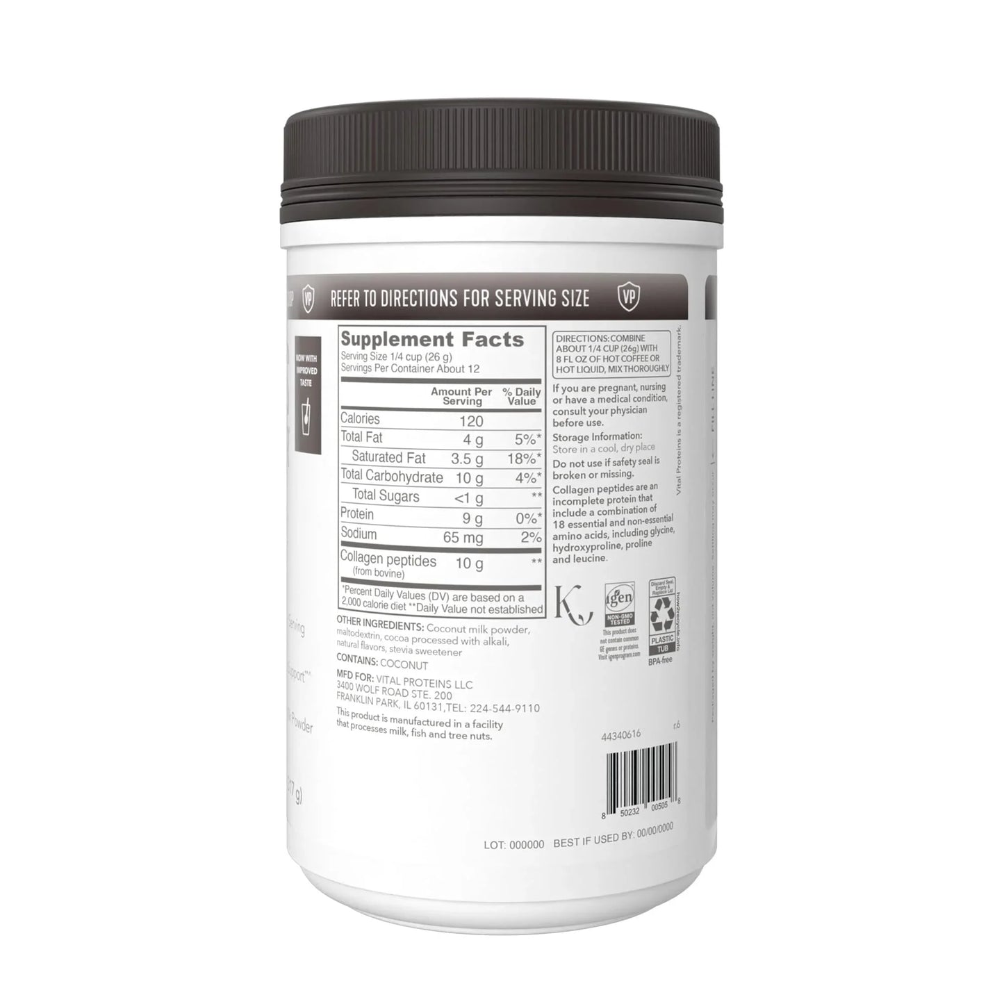 Vital Proteins Collagen Coffee Creamer, Non-dairy & Low Sugar Powder with Collagen Peptides Supplement - Supporting Healthy Hair, Skin, Nails with Energy-Boosting MCTs - Vanilla