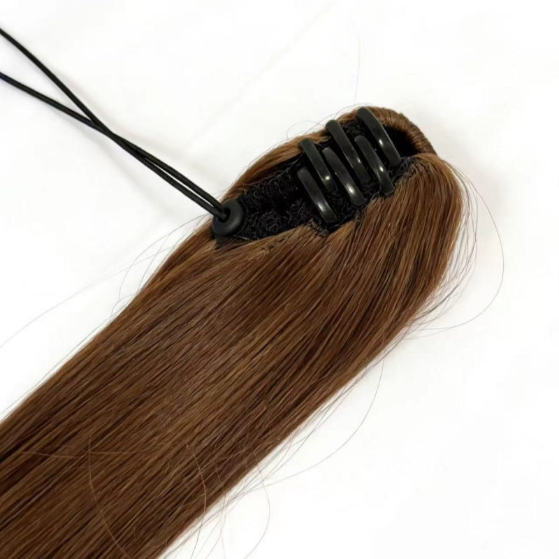 Straight Ponytail Extension Drawstring Ombre Brown LongClip-in Hairpiece For Black Women Synthetic Hair ExtensionsNatural Fit