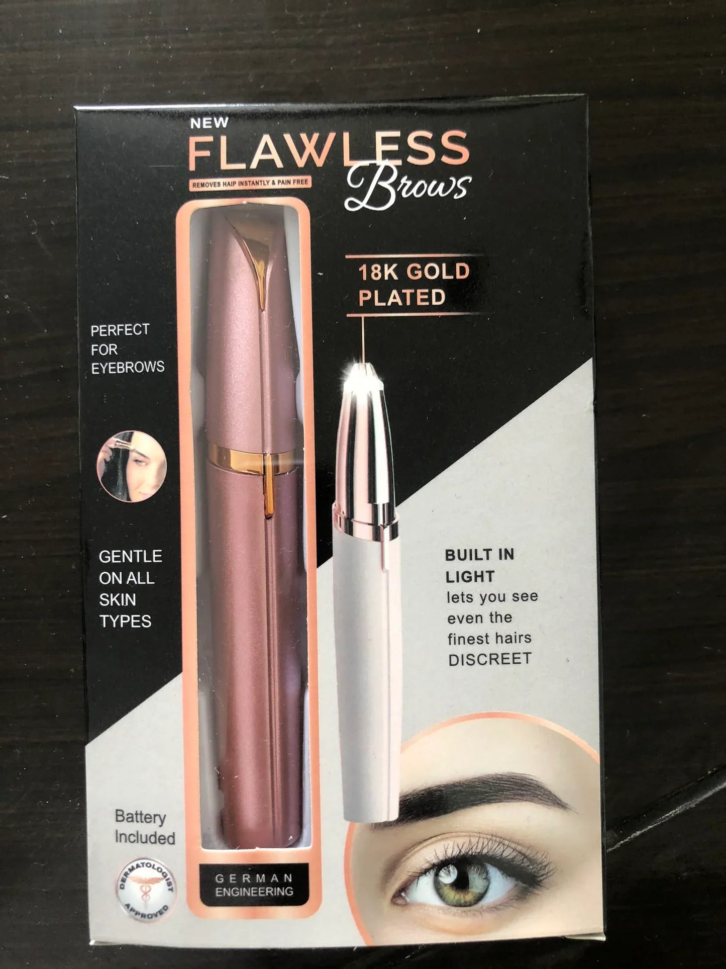 Mini Electric Eyebrow Hair Trimmer Lipstick Brows Pen Hair Remover Painless Razor Epilator with LED Light