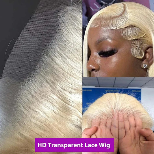 30" Blonde 613 HD Lace Front Human Hair Wig