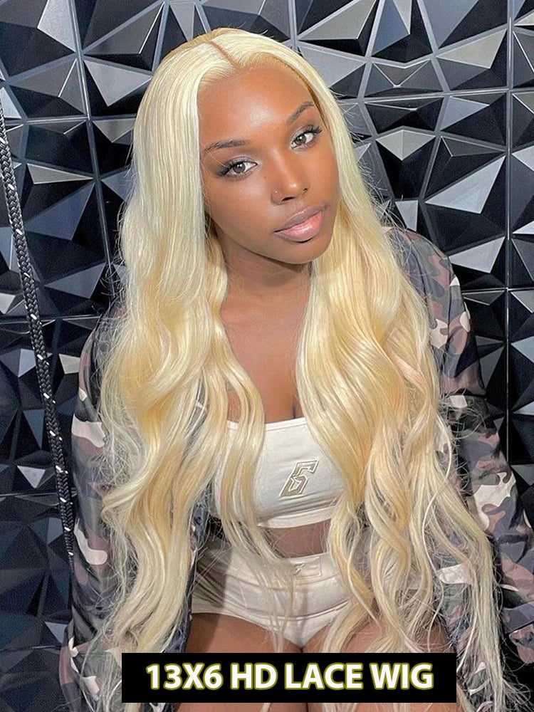30" Blonde 613 HD Lace Front Human Hair Wig