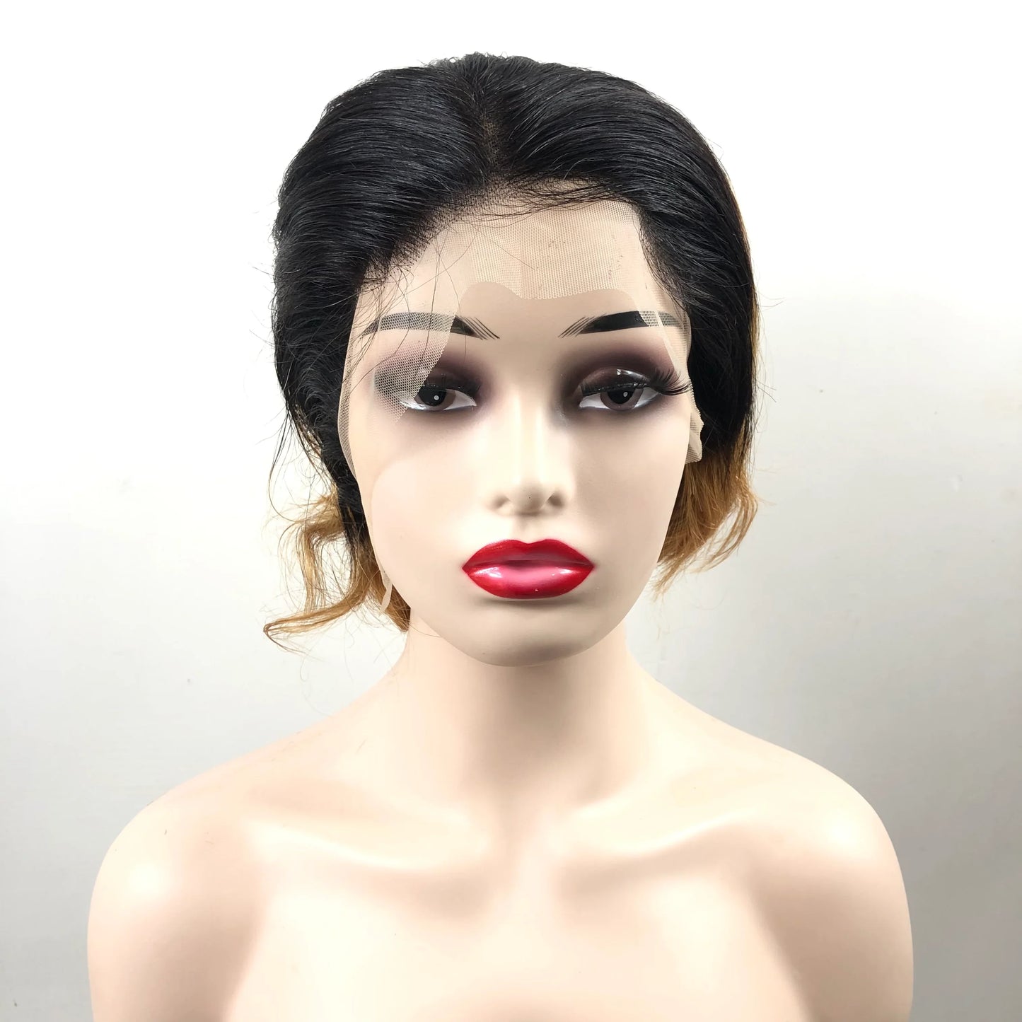Wave Wig, Short Straight Hair, Human Hair Without Glue, 13x4 HD Lace, Front Hair, Front Brown Wave Head Wig.