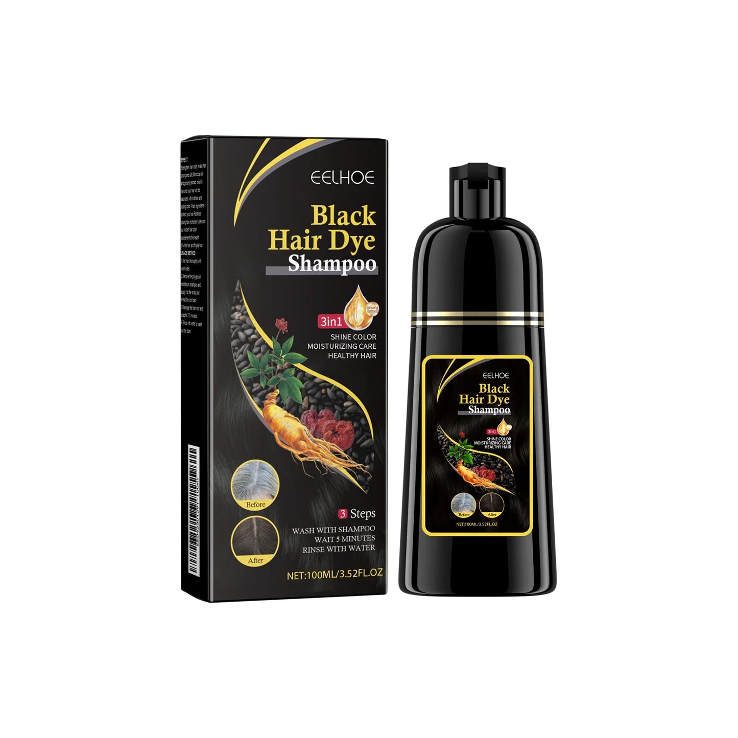 Shampoo Essence Moisturizing, Cleaning, Repairing, Black And Soft Hair Shampoo