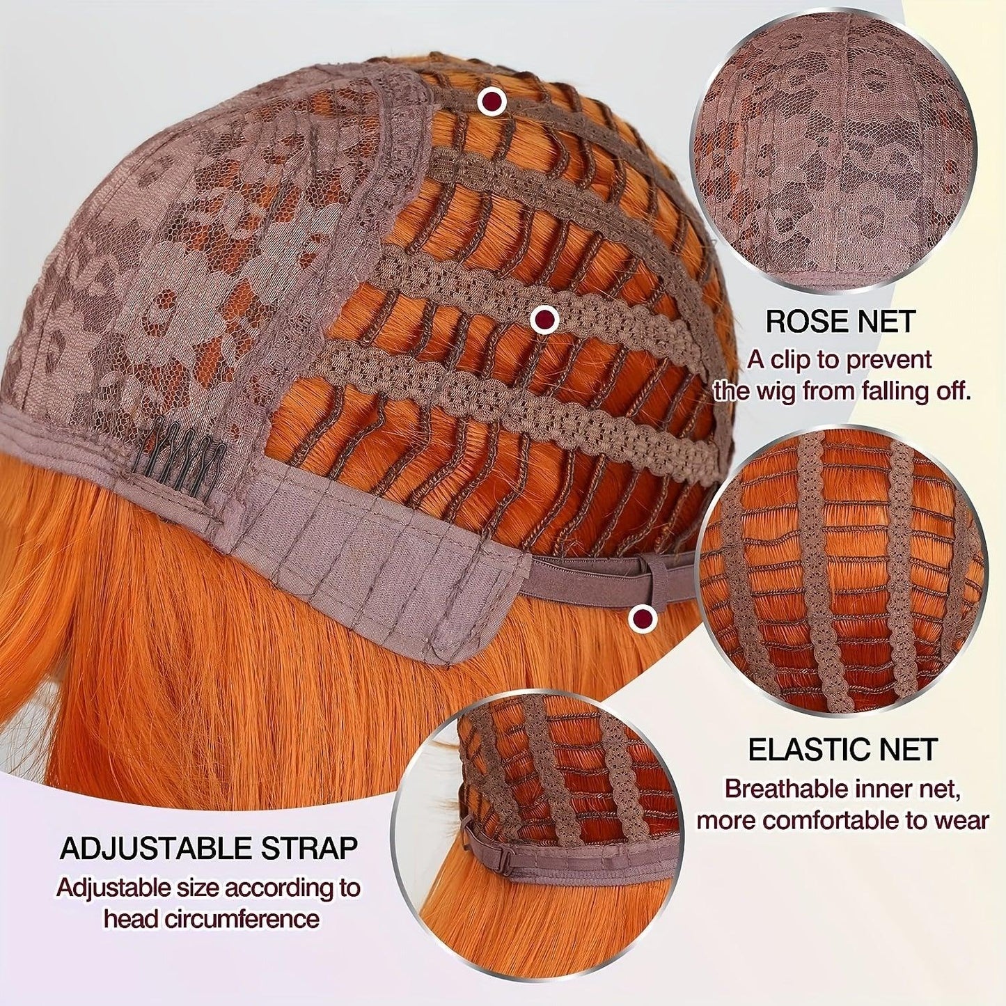 Elegant Long Orange Non-toxic Wig, Synthetic Wavy Hair Wig For Ladies, 28-inch Long Hair, Suitable For The Whole Scene