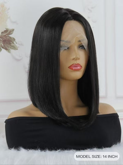 13x4x1 Lace Synthetic Non-toxic Wig, Wave Head Straight Hair, 14-inch Non-adhesive Lace Front Piece, Suitable For The Whole Scene.