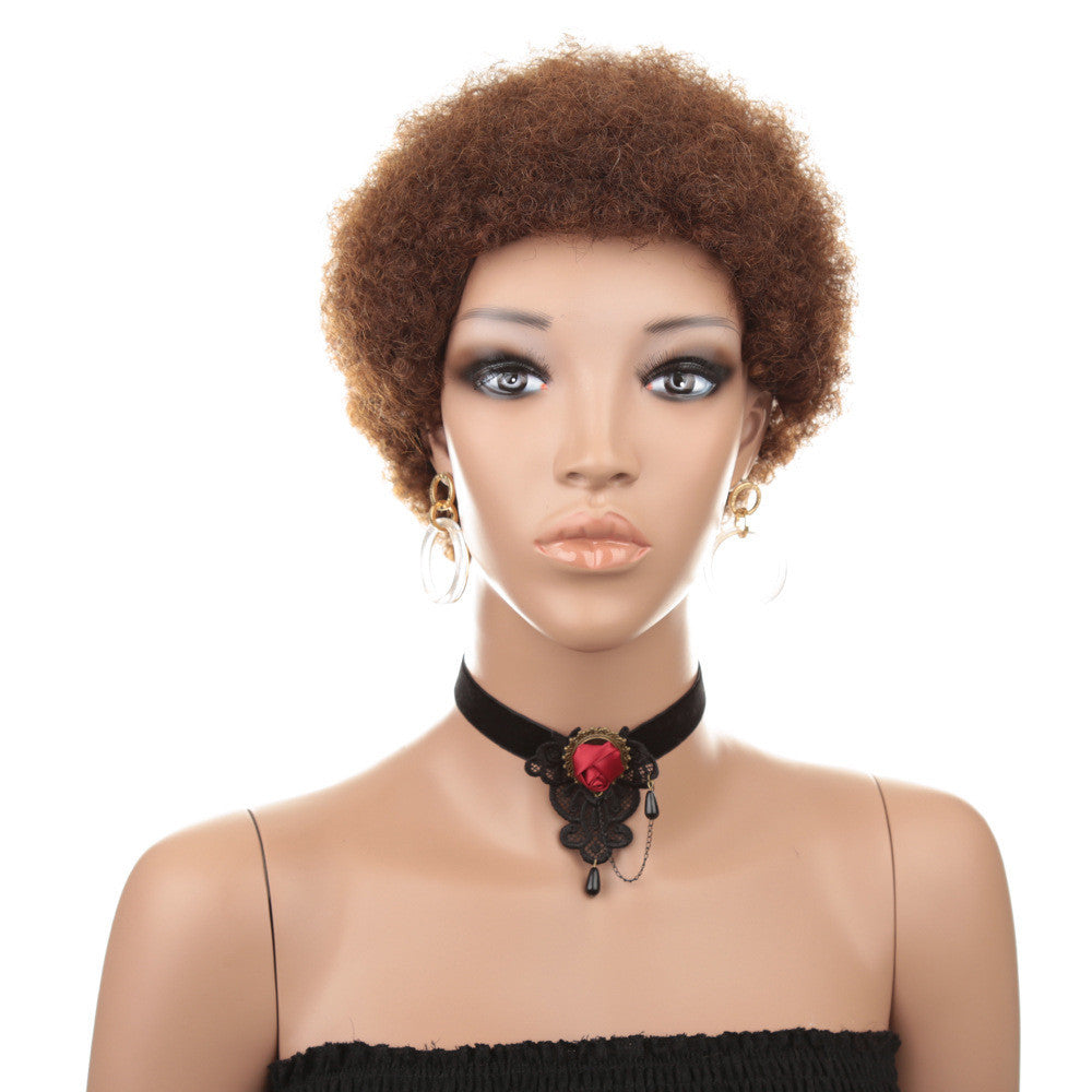 Short Human Hair Wig Natural Afri Kinky Curly Hair Wigs