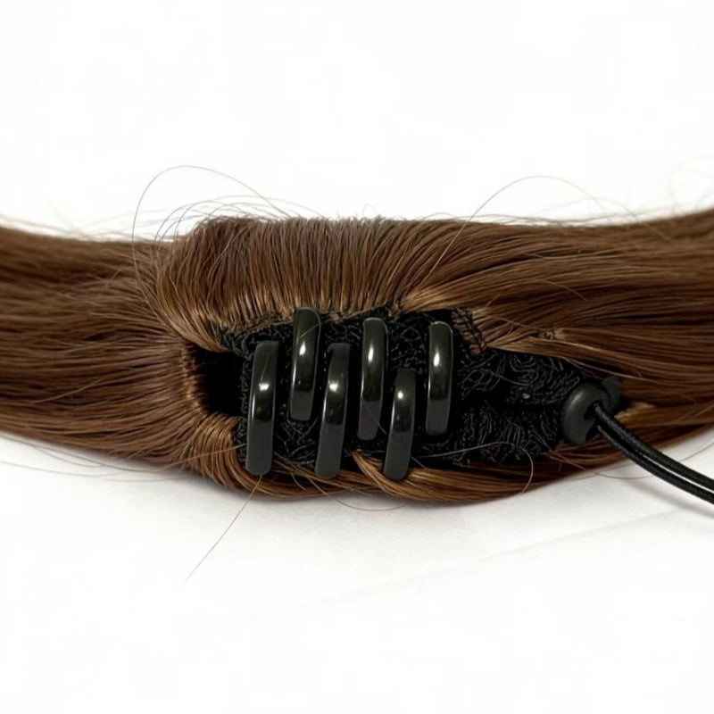 Straight Ponytail Extension Drawstring Ombre Brown LongClip-in Hairpiece For Black Women Synthetic Hair ExtensionsNatural Fit