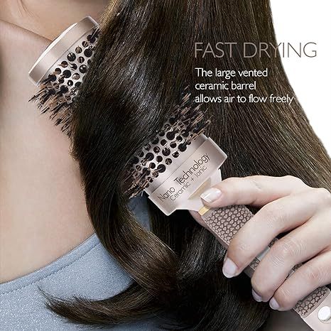 Round Brush SUPRENT Round Brush With Natural Boar Bristles,Nano Thermic Ceramic Coating & Ionic Roller Hairbrush For Blow Drying, Curling&St