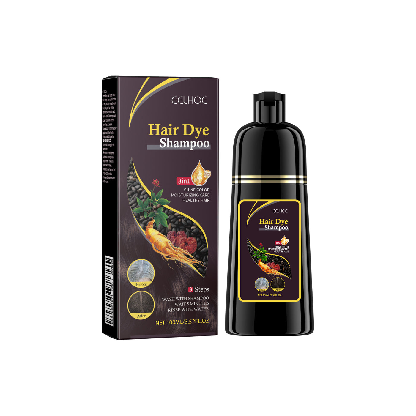 Shampoo Essence Moisturizing, Cleaning, Repairing, Black And Soft Hair Shampoo