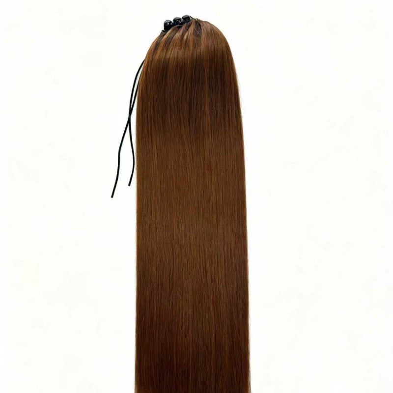 Straight Ponytail Extension Drawstring Ombre Brown LongClip-in Hairpiece For Black Women Synthetic Hair ExtensionsNatural Fit
