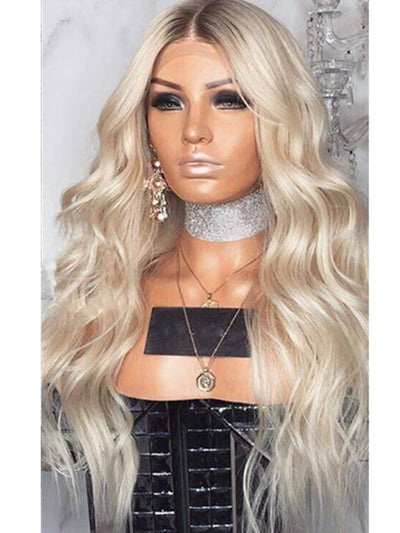 Blonde long curly wig