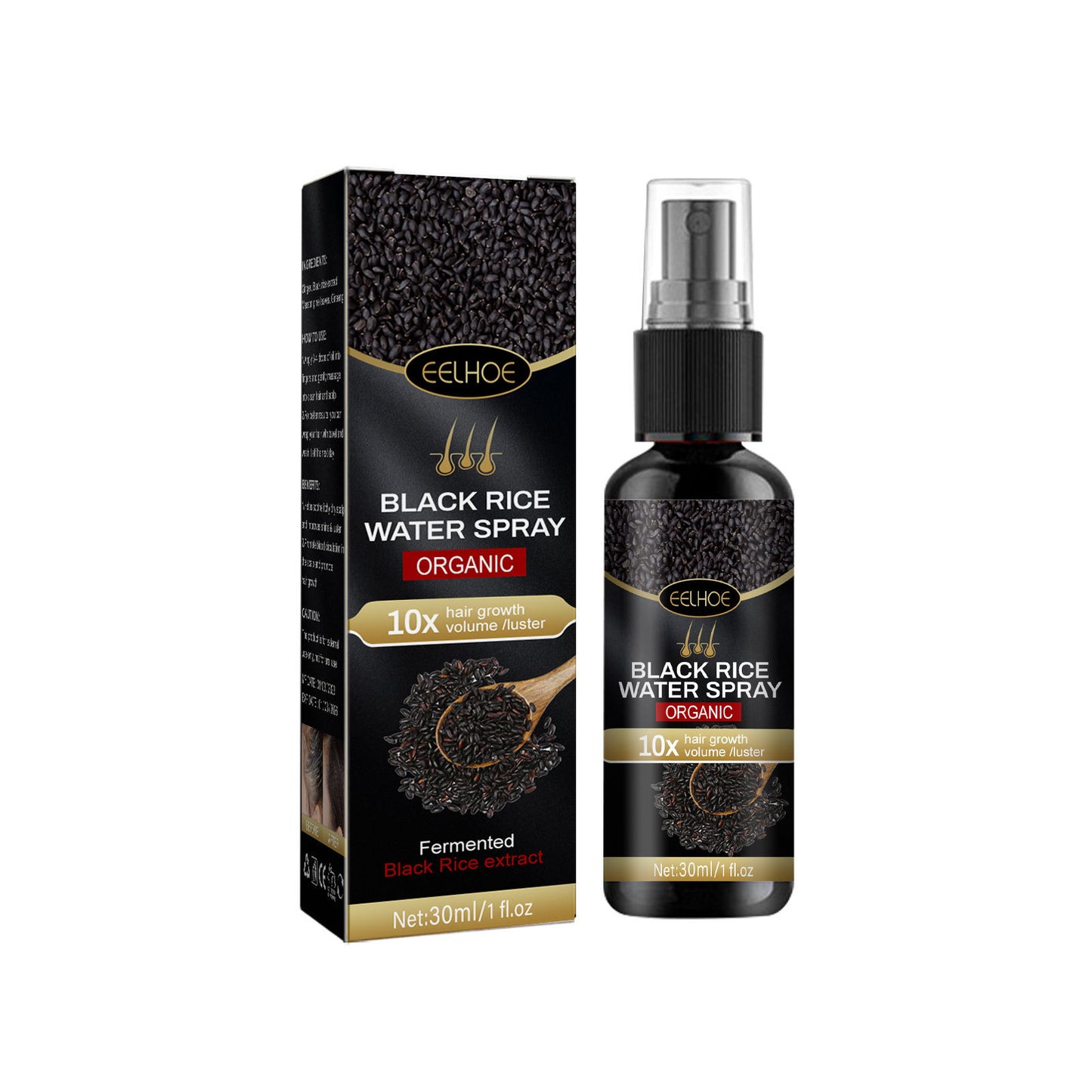 Black Rice Hair Spray Strengthening & Dense Hair Moisturizing & Repairing Hair Roots Smoothing Hair Growth Spray