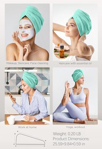 Hicober Microfiber Hair Towel, 3 Packs Hair Turbans for Wet Hair, Drying Hair Wrap Towels for Curly Hair Women Anti Frizz (Blue,Grey,Pink)