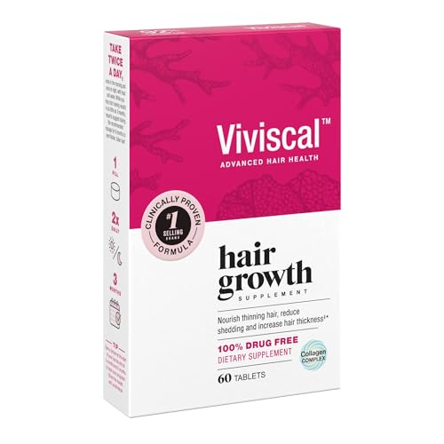 Viviscal Hair Growth Supplements for Women, Dietary Hair Supplement Tablets With AminoMar Collagen Complex, Biotin, Zinc, Vitamin C, and Iron, Nourish Thinning Hair, 30 Day Supply, 60 Count