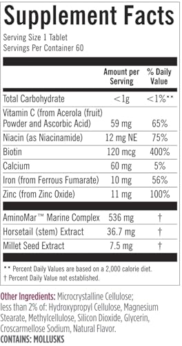 Viviscal Hair Growth Supplements for Women, Dietary Hair Supplement Tablets With AminoMar Collagen Complex, Biotin, Zinc, Vitamin C, and Iron, Nourish Thinning Hair, 30 Day Supply, 60 Count