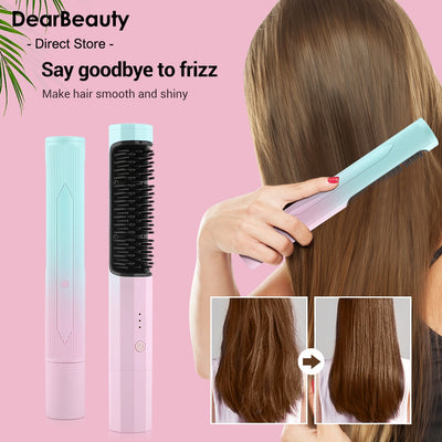 Straightening Comb Rechargeable Hair Wireless Straightener Curler Curling Straighten