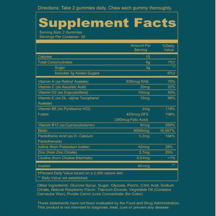 Hair Skin and Nails Gummies - Supports Hair - For Women & Men Supports Faster Hair Growth, Stronger Nails, Skin(1)