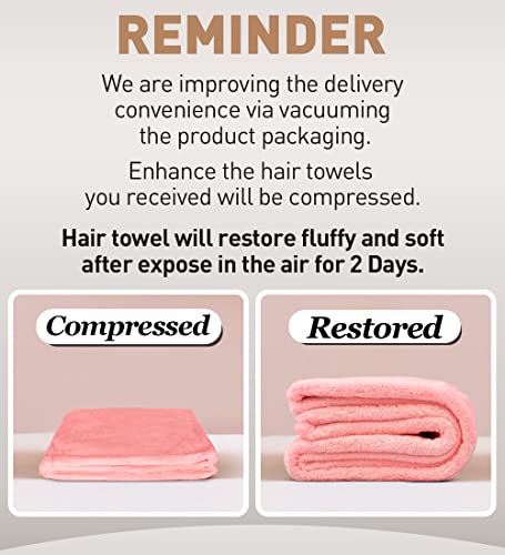Hicober Microfiber Hair Towel, 3 Packs Hair Turbans for Wet Hair, Drying Hair Wrap Towels for Curly Hair Women Anti Frizz (Blue,Grey,Pink)