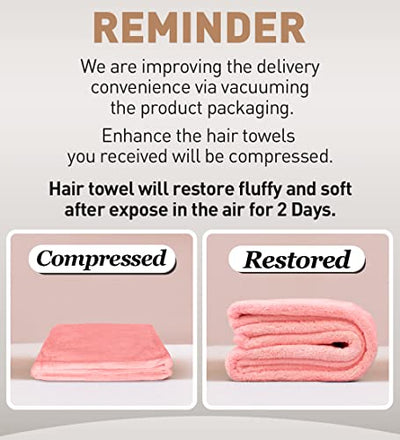 Hicober Microfiber Hair Towel, 3 Packs Hair Turbans for Wet Hair, Drying Hair Wrap Towels for Curly Hair Women Anti Frizz (Blue,Grey,Pink)