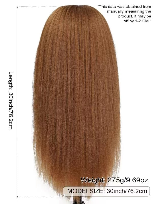 Lace Female Non-toxic Wig, Soft Natural Brown Blonde Hair, High-temperature Fiber, , Non-adhesive 13X2.5 Lace Area, Versatile Wig