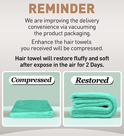 Hicober Microfiber Hair Towel, 3 Packs Hair Turbans for Wet Hair, Drying Hair Wrap Towels for Curly Hair Women Anti Frizz (Blue,Grey,Pink)