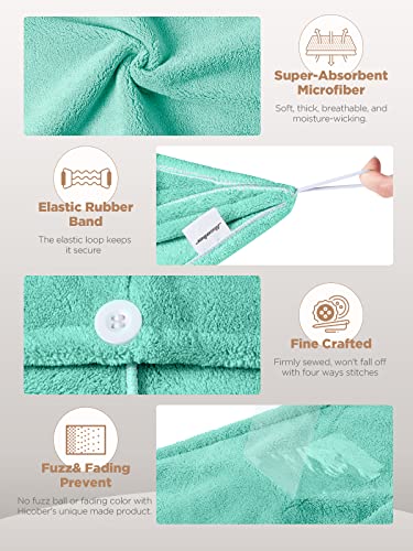 Hicober Microfiber Hair Towel, 3 Packs Hair Turbans for Wet Hair, Drying Hair Wrap Towels for Curly Hair Women Anti Frizz (Blue,Grey,Pink)