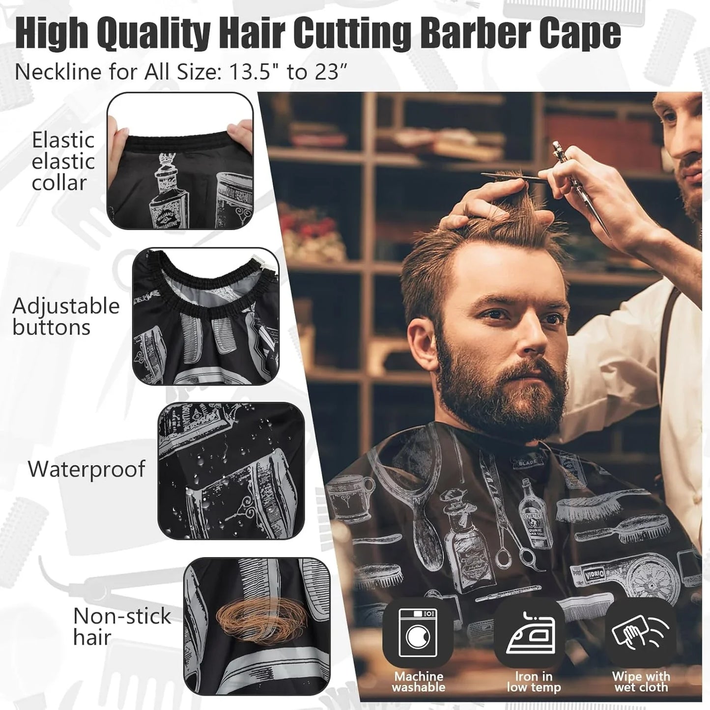 Hair Cutting Barber Cape With Neck Duster Brush Barber Brush Neck Strips Hair Combs Hair Clips, Professional Barber Accessories Cleaning Supplies For Salon Haircut Styling