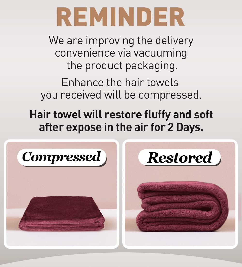 Hicober Microfiber Hair Towel, 3 Packs Hair Turbans for Wet Hair, Drying Hair Wrap Towels for Curly Hair Women Anti Frizz (Blue,Grey,Pink)