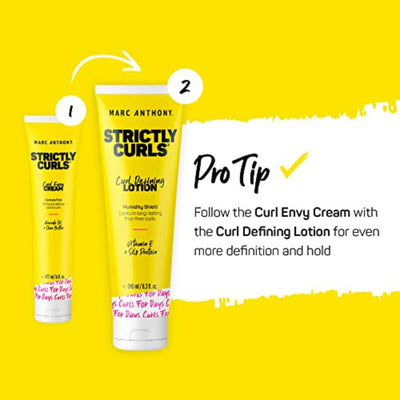 Marc Anthony Curl Defining & Enhancing Lotion, Strictly Curls - Moisturizing Detangler with Vitamin E & Silk Protein for Long-Lasting Frizz-Free - Bounce & Shine For Wavy, Dry or Damaged Hair