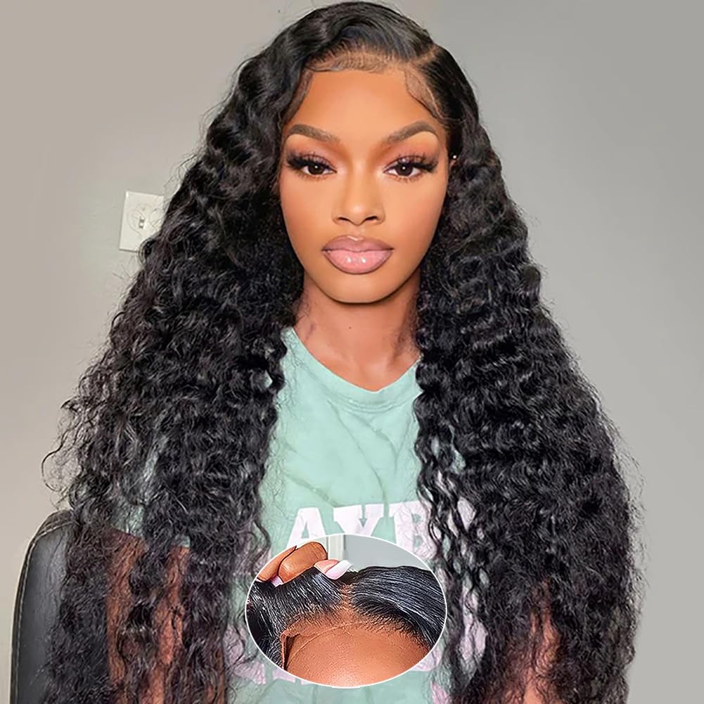 Wear and Go Glueless Wigs Human Hair Pre Plucked Deep Wave Bob Wig Human Hair Lace Front Wigs for Beginners Upgraded No Glue Pre Cut 4x4 Lace Closure Glueless Wigs for Black Women Human Hair 12 Inch