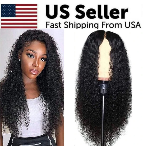 Hair Front Wig Womens Brazilian Human Long Curly Lace Wavy Hair Wigs US