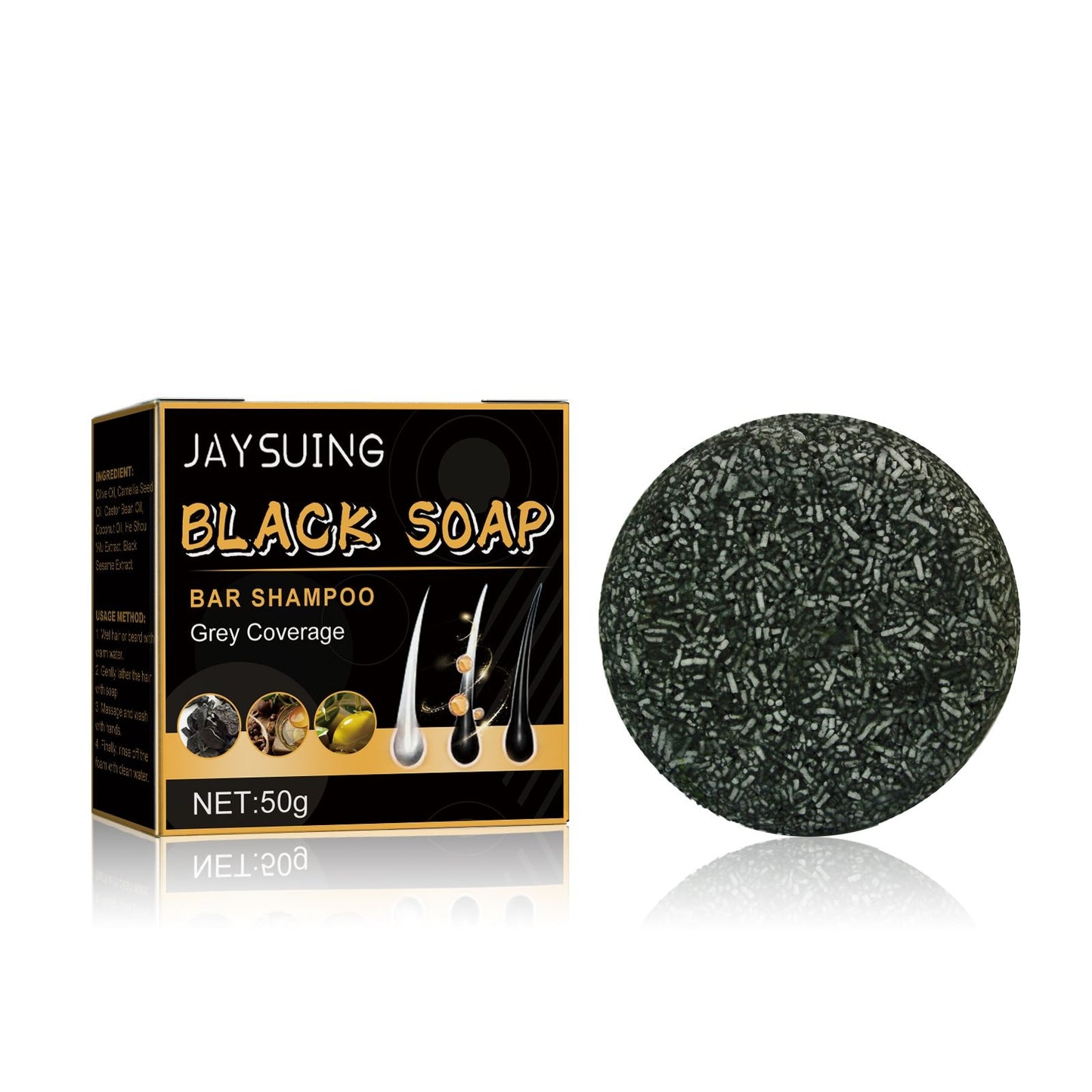 Jaysui Black Hair Soap Black Thick Hair Care Cleansing Scalp Smooth And Strong Hair Shampoo