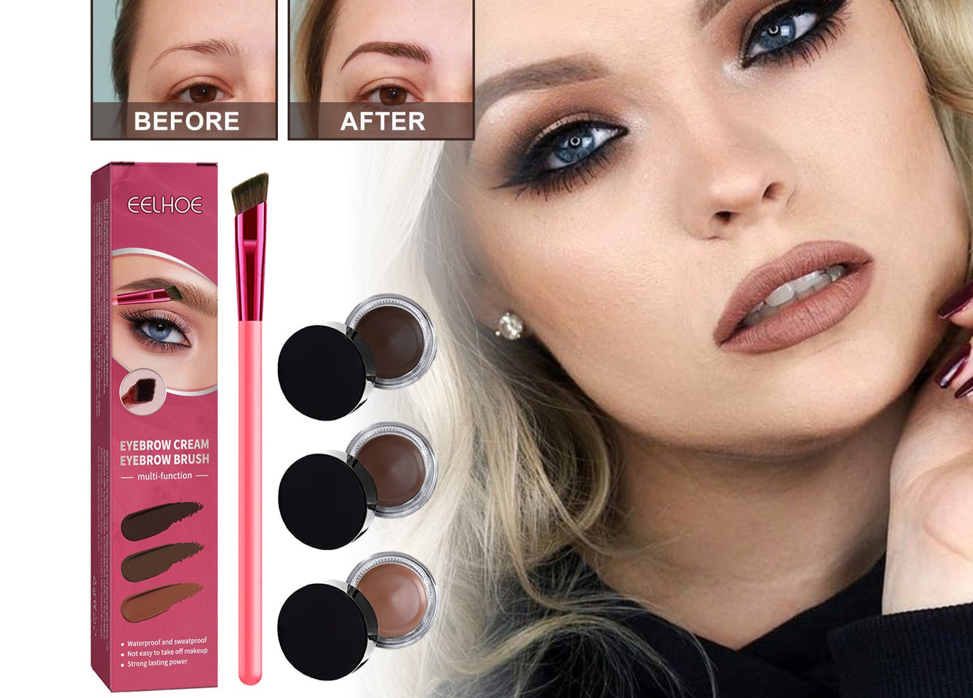 EELHOE Multi-functional Eyebrow Brush Set For Filling, Shaping, And Coloring Smooth Eyebrows Makeup Kit