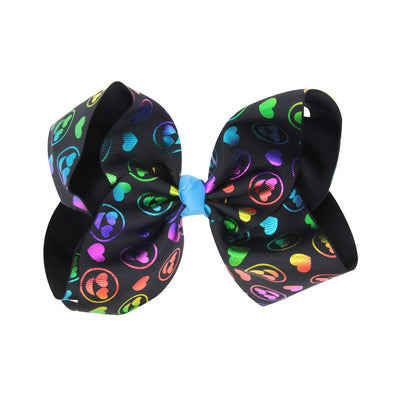 8 Inch Kids Big Bow Bronze Heart Hair Clip