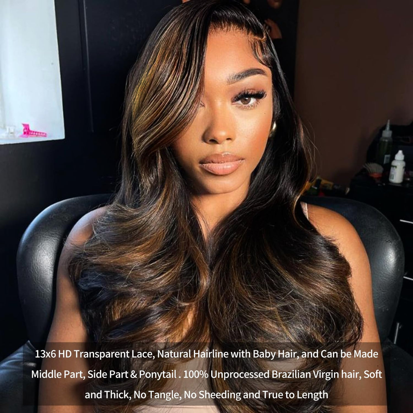 30 Inch Honey Blonde Ombre 13x6 Lace Front Wigs Human Hair 200% Density Highlight Body Wave HD Lace Front Wigs Human Hair Pre Plucked Glueless P4/27 Colored Honey Blonde Wig for Women