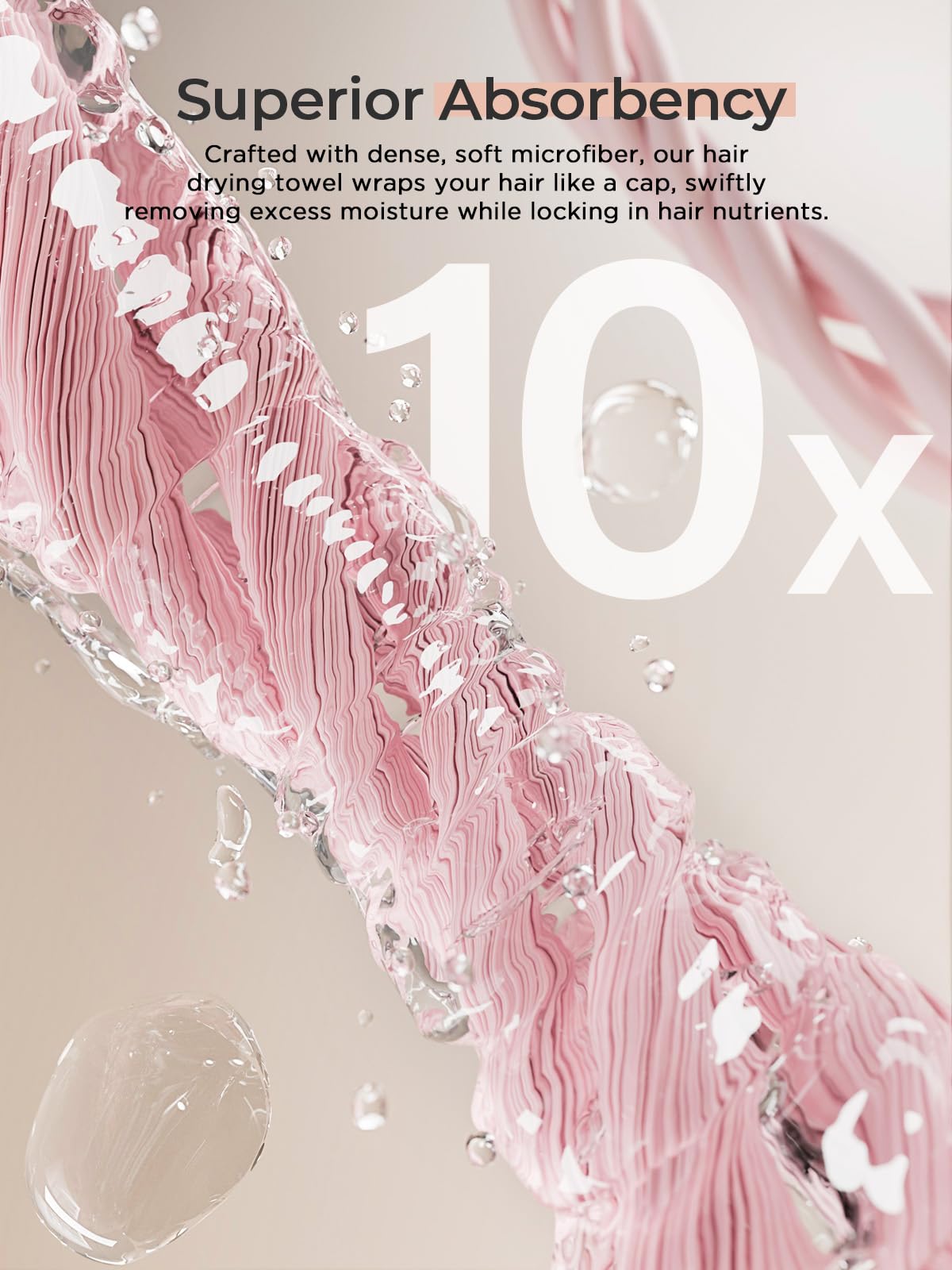 Hicober Microfiber Hair Towel, 3 Packs Hair Turbans for Wet Hair, Drying Hair Wrap Towels for Curly Hair Women Anti Frizz (Blue,Grey,Pink)