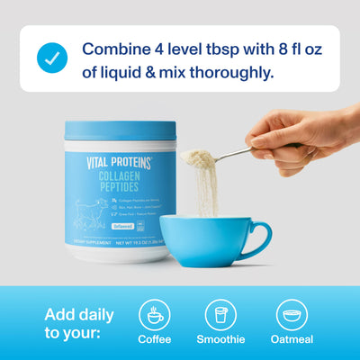 Vital Collagen Peptides Powder, Helps Support Hair, Skin, Nails, Bones and Joints - Vanilla 11.5 oz