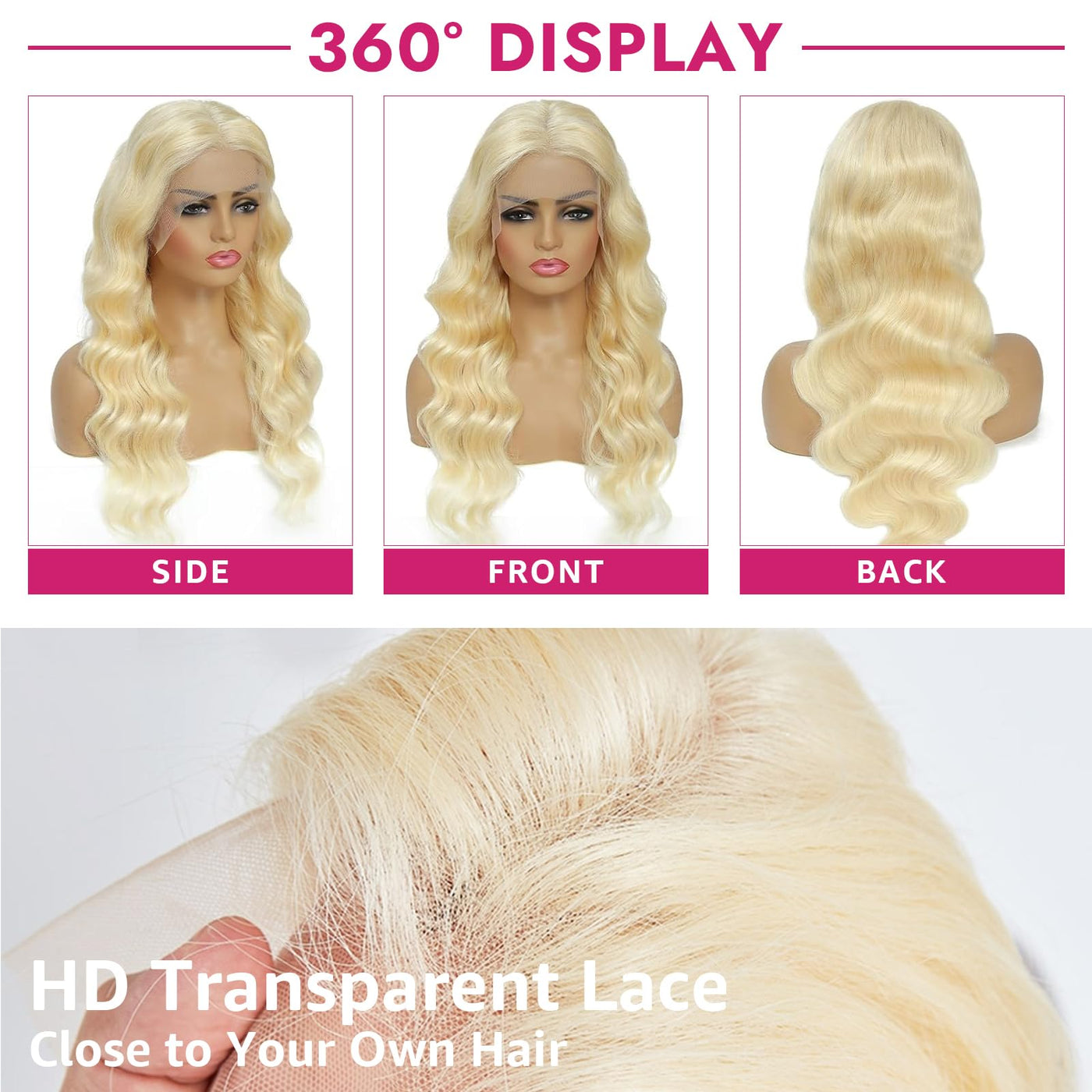 30 Inch Honey Blonde Ombre 13x6 Lace Front Wigs Human Hair 200% Density Highlight Body Wave HD Lace Front Wigs Human Hair Pre Plucked Glueless P4/27 Colored Honey Blonde Wig for Women