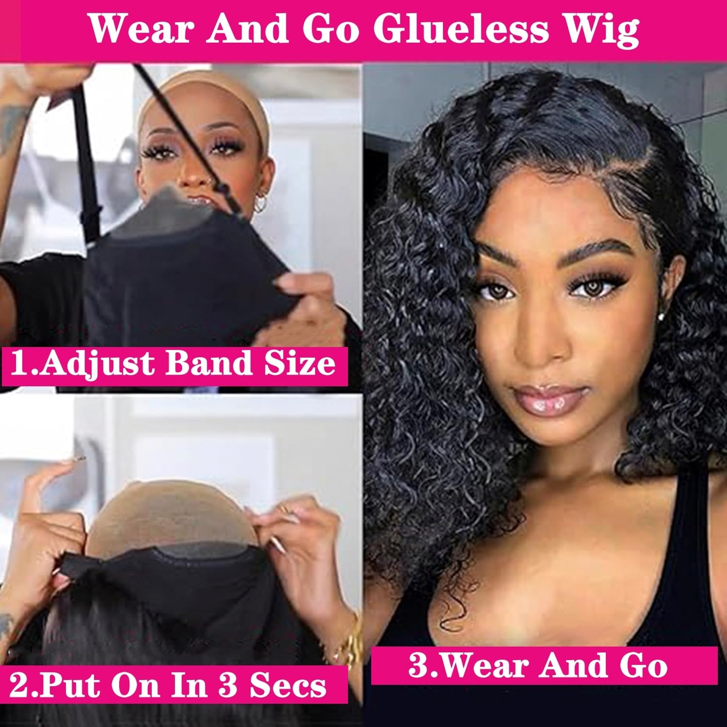 Wear and Go Glueless Bob Wig Human Hair Pre Plucked Pre Cut 13x4 Deep Curly Lace Front Wigs Human Hair For Black Women No Glue Upgraded Glueless Short Curly Bob Human Hair Wig 150% Density (12 Inch)