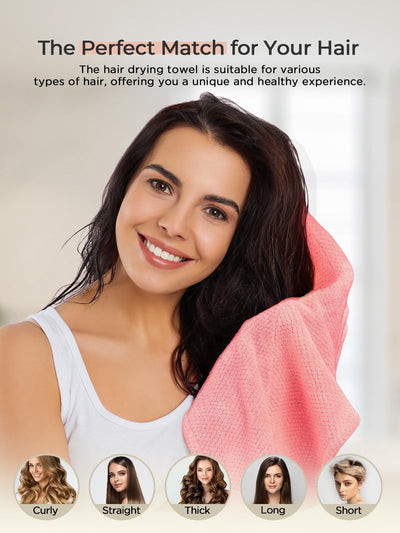 Hicober Microfiber Hair Towel, 3 Packs Hair Turbans for Wet Hair, Drying Hair Wrap Towels for Curly Hair Women Anti Frizz (Blue,Grey,Pink)