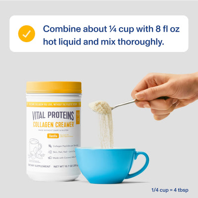 Vital Proteins Collagen Coffee Creamer, Non-dairy & Low Sugar Powder with Collagen Peptides Supplement - Supporting Healthy Hair, Skin, Nails with Energy-Boosting MCTs - Vanilla