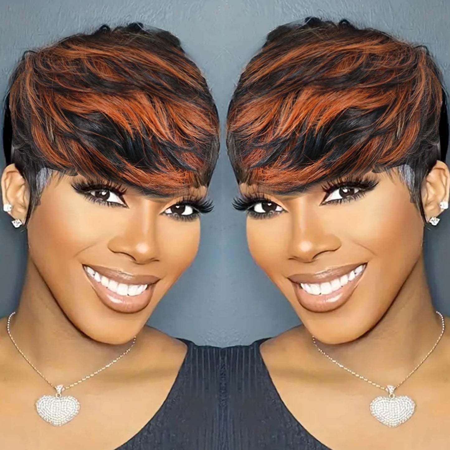 Flandi Pixie Cut Wig Human Hair Short Pixie Cut Wigs for Black Women Human Hair Glueless Pixie Wig Short Layered Brazilian Virgin Human Hair Wigs For Women Color 1B#