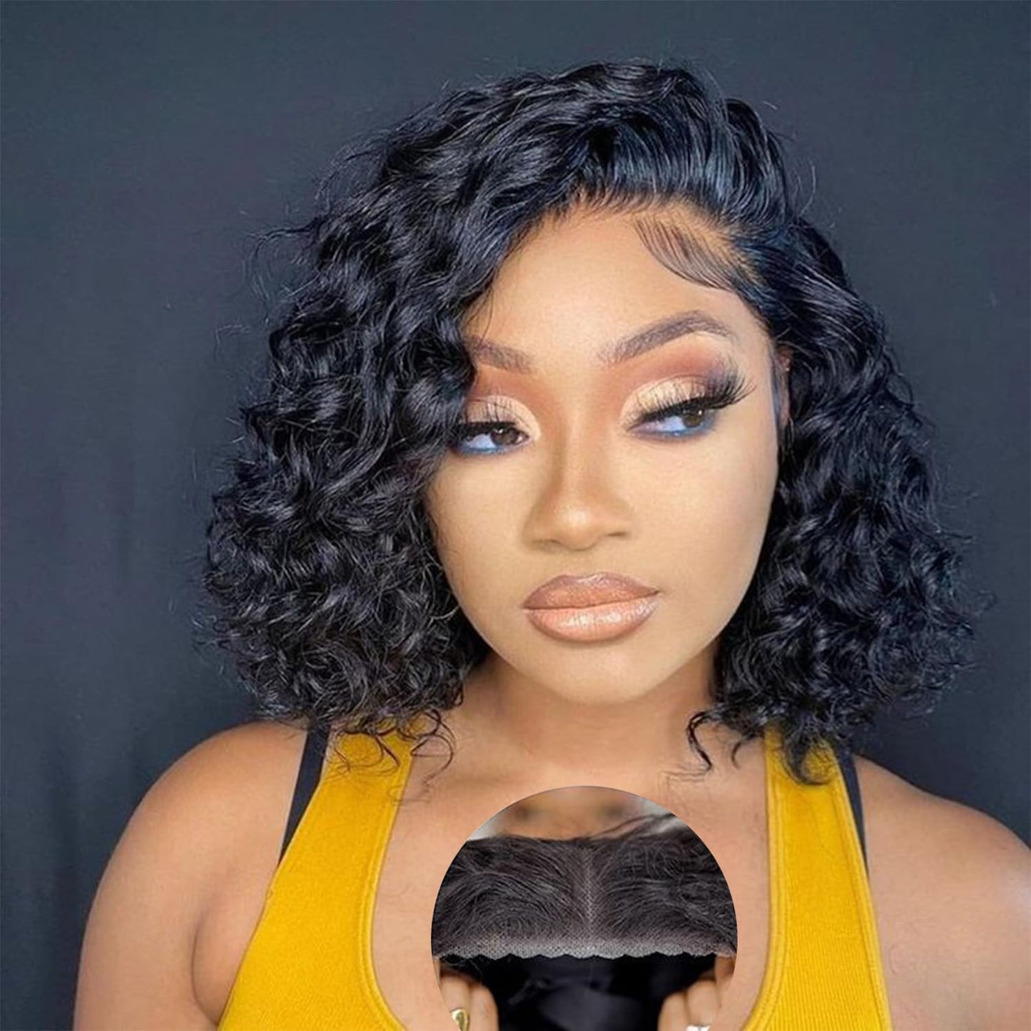 Wear and Go Glueless Bob Wig Human Hair Pre Plucked Pre Cut 13x4 Deep Curly Lace Front Wigs Human Hair For Black Women No Glue Upgraded Glueless Short Curly Bob Human Hair Wig 150% Density (12 Inch)