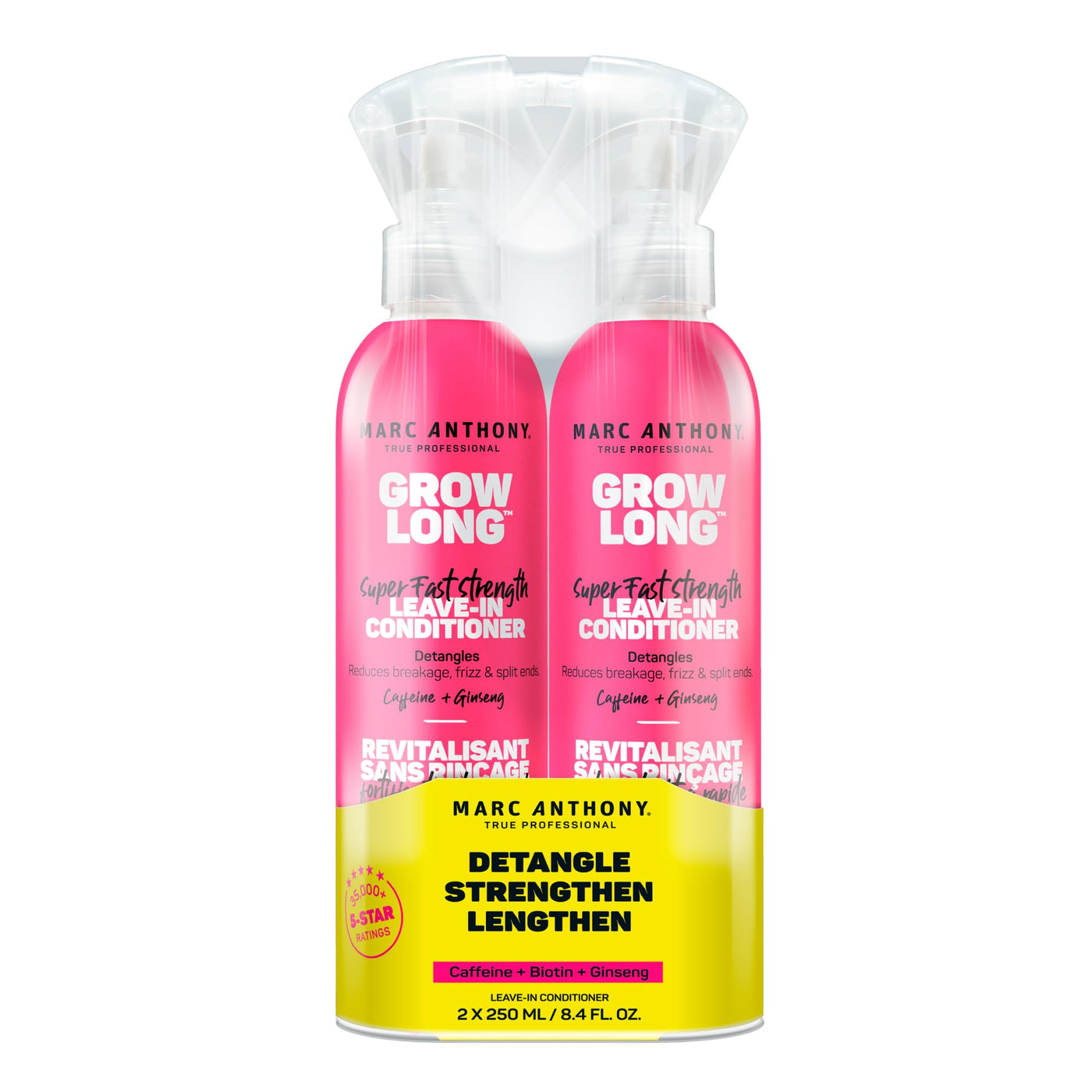Marc Anthony Leave-In Conditioner Spray & Detangler, Grow Long Biotin - Anti-Frizz Deep Conditioner For Split Ends & Breakage - Vitamin E, Caffeine & Ginseng for Curly, Dry & Damaged Hair