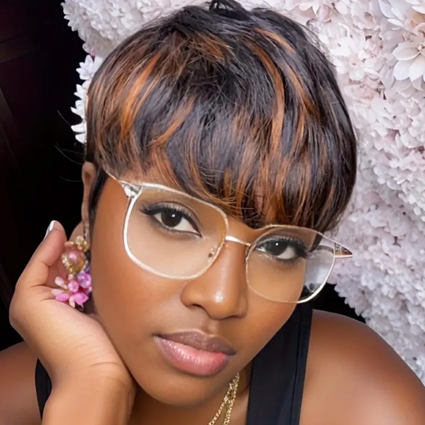 Flandi Pixie Cut Wig Human Hair Short Pixie Cut Wigs for Black Women Human Hair Glueless Pixie Wig Short Layered Brazilian Virgin Human Hair Wigs For Women Color 1B#