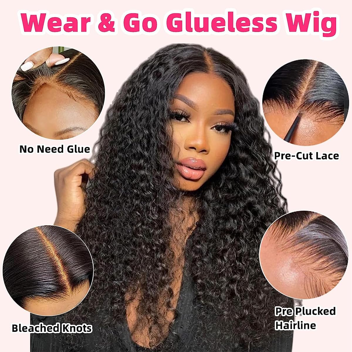 Wear and Go Glueless Wigs Human Hair Pre Plucked Deep Wave Bob Wig Human Hair Lace Front Wigs for Beginners Upgraded No Glue Pre Cut 4x4 Lace Closure Glueless Wigs for Black Women Human Hair 12 Inch