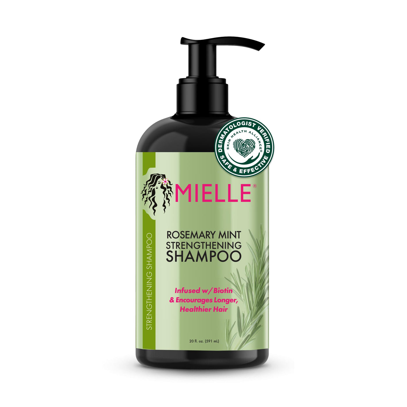 Mielle Organics Rosemary Mint Strengthening Shampoo Infused with Biotin, Cleanses and Helps Strengthen Weak and Brittle Hair, 12 Ounces