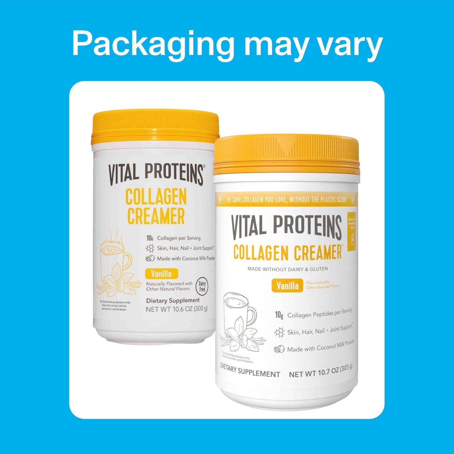 Vital Proteins Collagen Coffee Creamer, Non-dairy & Low Sugar Powder with Collagen Peptides Supplement - Supporting Healthy Hair, Skin, Nails with Energy-Boosting MCTs - Vanilla