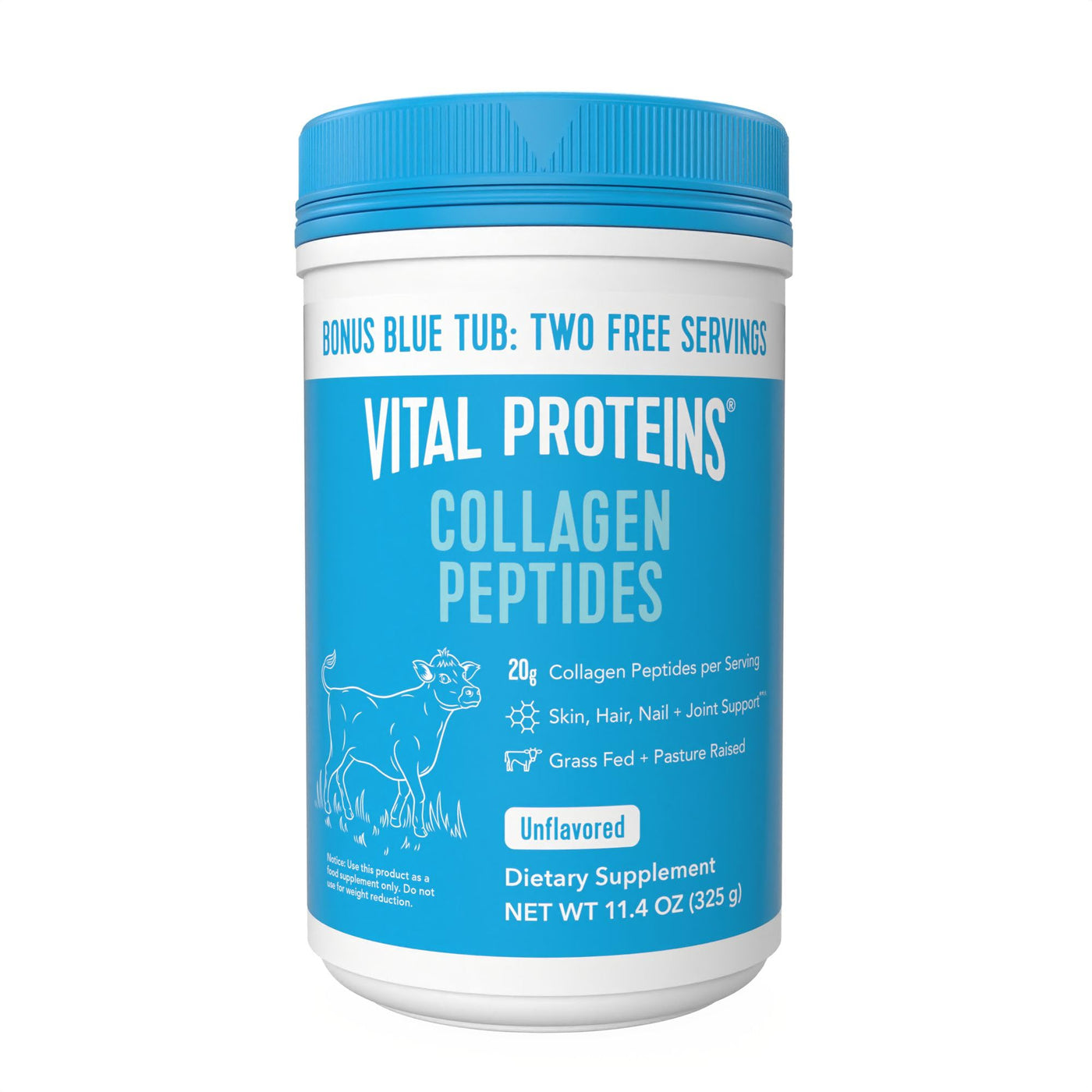 Vital Collagen Peptides Powder, Helps Support Hair, Skin, Nails, Bones and Joints - Vanilla 11.5 oz